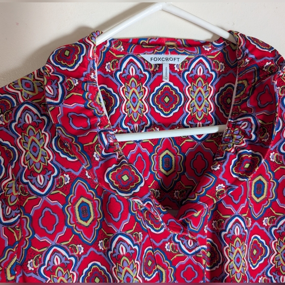 Foxcroft Tammy Geometric Tile Knit Crepe 3/4 Sleeve Dress S - Picture 5 of 7